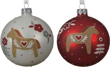 Kerstballen Horses Ø 8 cm, 2 stuks