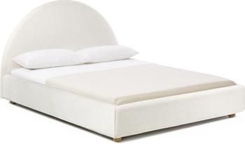 Lit en tissu capitonné bouclé beige Ebba