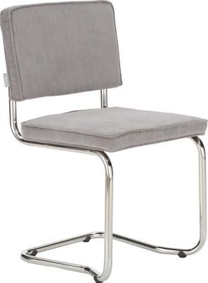 Chaise cantilever velours côtelé gris Kink