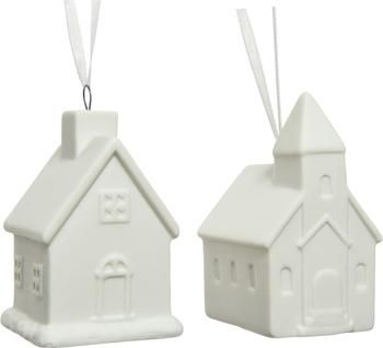 Porseleinen hangers House H 6 cm, 2 stuks