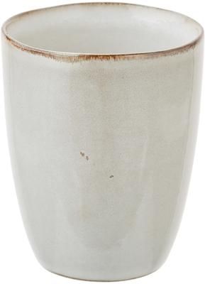 Handgemachte Steingut-Becher Thalia in Beige, 2 Stück