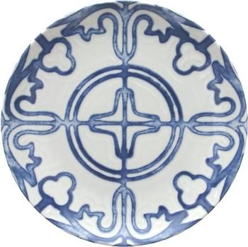 Frühstücksteller Maiolica aus Porzellan in Weiß/Blau, 2 Stück