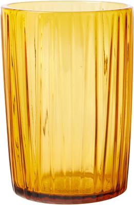 Verre à eau jaune relief rainuré Kusintha, 4 pièces