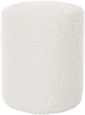 Pouf blanc peluche blanc crème Daisy