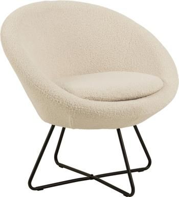 Teddy-Cocktailsessel Center in Beige mit Metall-Füßen