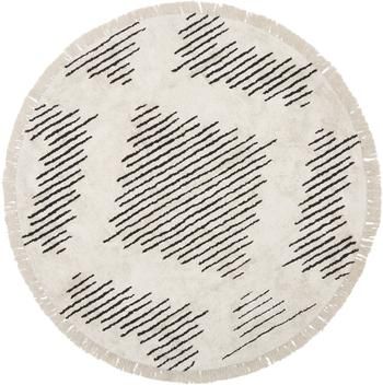 Tapis rond bohème tissé à la main avec franges Lines