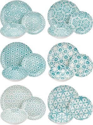 Service de table porcelaine imprimé turquoise Bodrum
