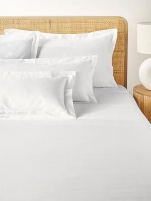 Drap plat en satin de coton blanc Premium