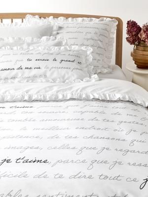 Baumwollperkal-Bettdeckenbezug Leire in Weiß