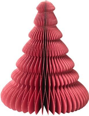Plissé boompje Paper Pine in rood H 15 cm