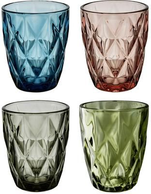 Set de vasos de colores con relieve Colorado, 4 pzas.