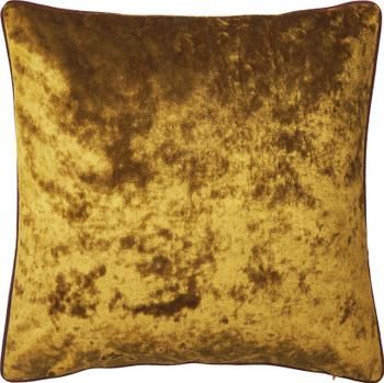 Housse de coussin jaune ocre avec bordure passepoilée Enid