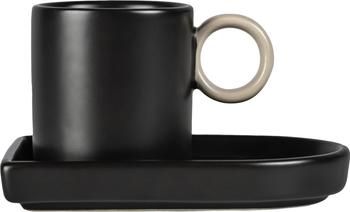 Tasse à espresso avec sous-tasse porcelaine noir/beige Niki, 2 pièces