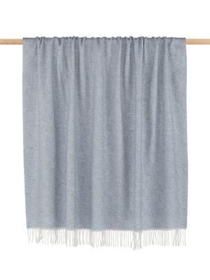 Plaid laine gris bleu à imprimé graphique Alison