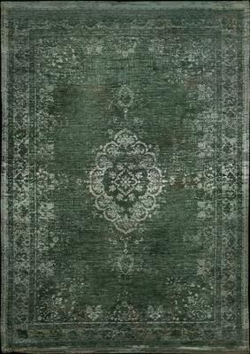 Vintage Chenilleteppich Medaillon in Dunkelgrün/Beige