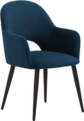 Chaise rembourrée velours bleu Rachel