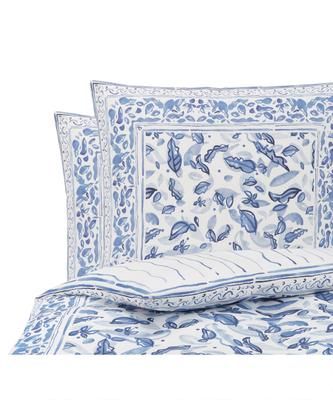 Parure de lit satin de coton bleu blanc, réversible Andrea, 2 pièces