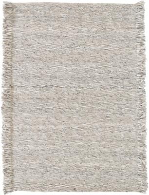 Tapis tissé à plat blanc cassé/beige/gris avec franges Bunko