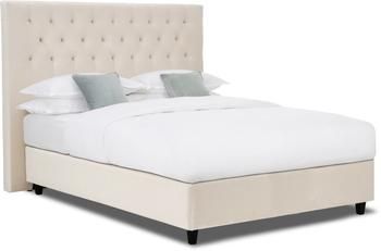 Letto boxspring premium in velluto beige Phebe