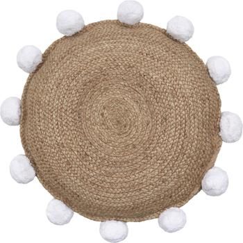 Cojín decorativo de yute con pompones Fiko