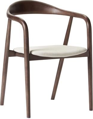 Silla con reposabrazos de madera con asiento tapizado Angelina