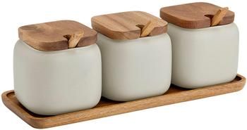 Set contenitori in porcellana e legno Essentials 7 pz