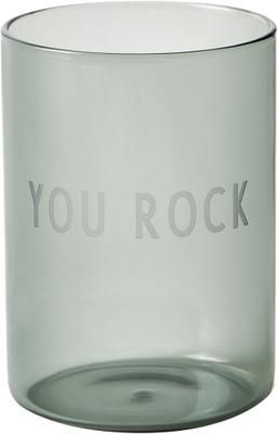 Designer Wasserglas Favourite YOU ROCK in Schwarz mit Schriftzug