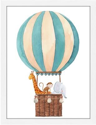 Gerahmter Digitaldruck Balloon with Animals