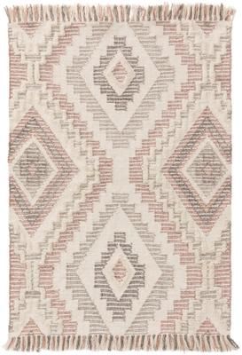 Boho Wollteppich Wanda mit Hoch-Tief-Struktur und Fransen
