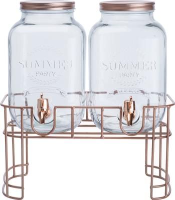 Drankdispenser Summer Party met koperkleurig frame, 2-delig