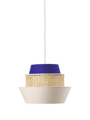 Suspension cannage crème/bleu foncé Klea
