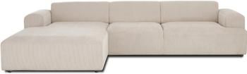 Canapé d'angle 4 places velours côtelé beige Melva