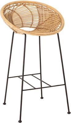 Krzesło barowe z rattanu z metalowymi nogami Yonne