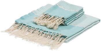 Lichte handdoekenset Copenhague met Lurex rand, 3-delig