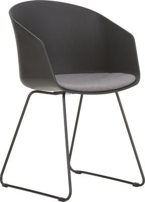 Krzesło z tworzywa sztucznego z podłokietnikami i poduszką siedziska Bogart, 2 szt.