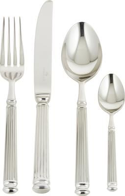 Posate argentate con struttura scanalata sul manico Elegance 4 pz