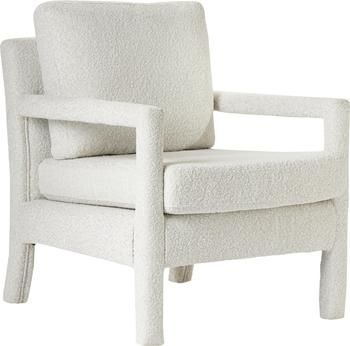 Fauteuil lounge tissu bouclé blanc Claudette