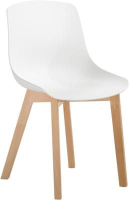 Krzesło z tworzywa sztucznego z drewnianymi nogami Dave, 2 szt.