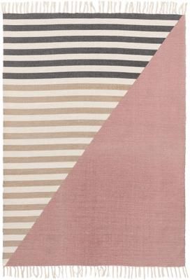 Gestreifter Colorblocking Teppich Oasis aus Wolle mit Fransen