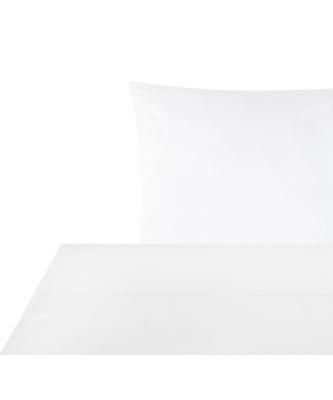 Drap plat en satin de coton blanc Comfort