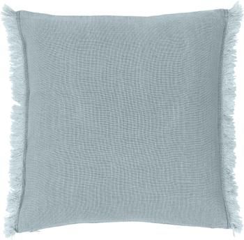 Housse de coussin lin bleu ciel à franges Luana