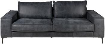Divano 3 posti in pelle nera-grigia dal design industriale Brett