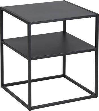 Table d'appoint industrielle en métal noir avec tablette Neptun