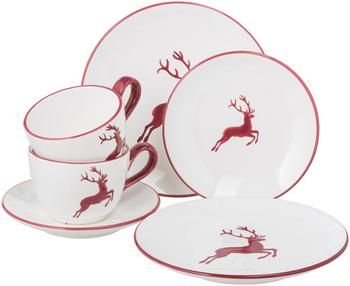 Handbemaltes Kaffeeservice Classic Roter Hirsch, 2 Personen (6-tlg.)