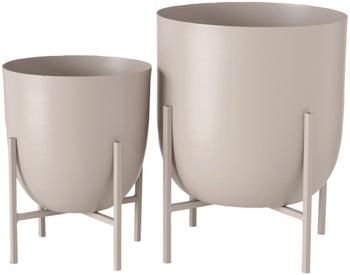 Set 2 portavasi da terra in metallo beige Kilana