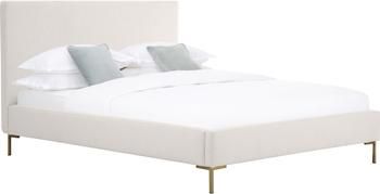 Letto imbottito in tessuto greige Peace