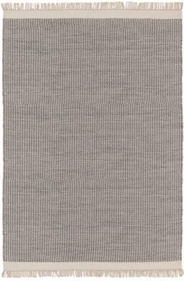 Tappeto in lana tessuto a mano con frange beige Kim