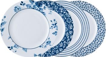 Assiettes à dessert en porcelaine à motif bleu Candy Rose, 4 pièces