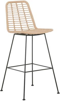 Polyratanová barová stolička s kovovými nohami Costa