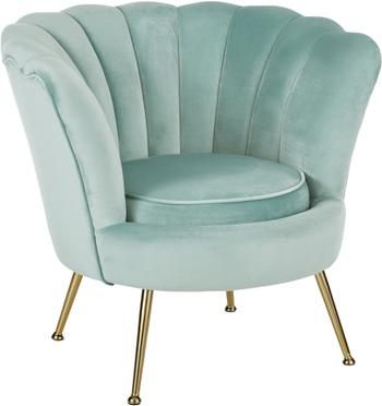 Fauteuil cocktail velours turquoise Oyster